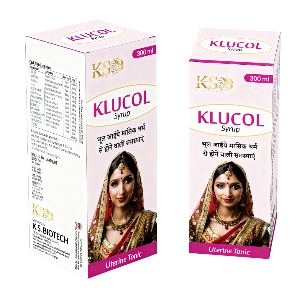 KS Biotech - Klucol Syrup - Composition: Chronic leucorrhoea,Menorrhagia case